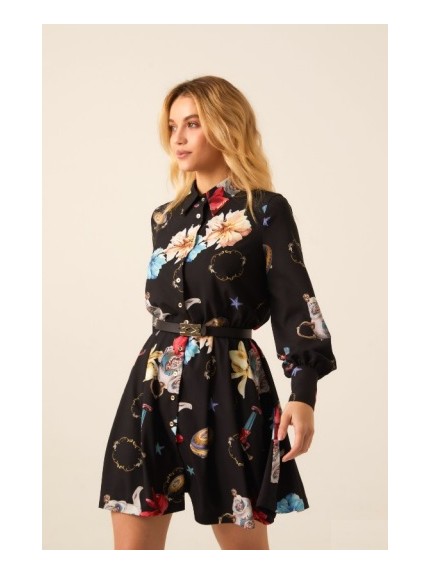 VESTIDO CAMISERO CON VUELO ESTAMPADO