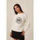 SUDADERA BLANCO CRUDO BORDADO REDONDO M:M PIEDRAS