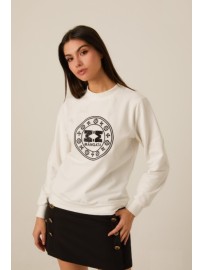 SUDADERA BLANCO CRUDO BORDADO REDONDO M:M PIEDRAS