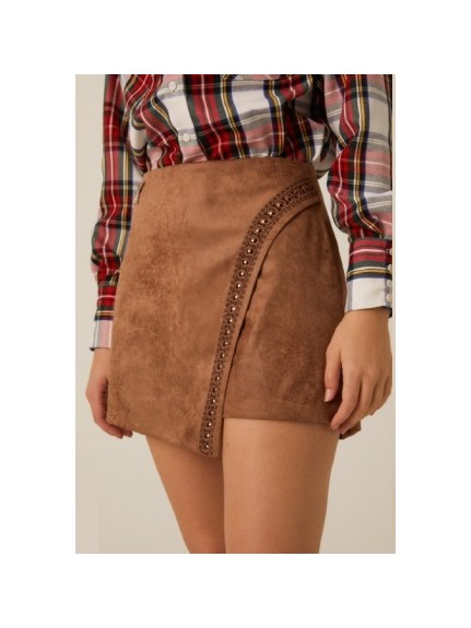 FALDA PANTALON ANTE MARRON