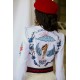 CHAQUETA MAATHAI SHORT WHITE/NAVY EMBROIDERED