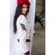 CHAQUETA MAATHAI SHORT WHITE/NAVY EMBROIDERED