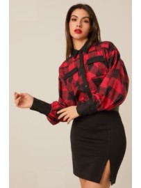 CAMISA CROP CUADROS ROJOS/NEGROS