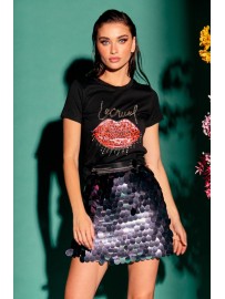 CAMISETA LABIOS TACHAS NEGRA CAJA